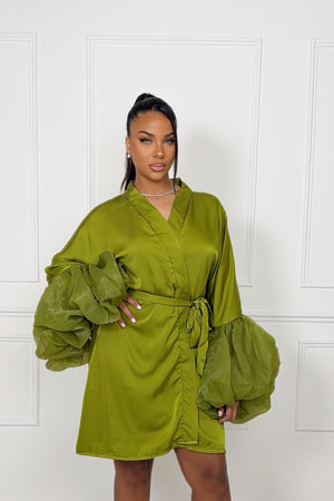 TORIA PREMIUM SATIN ROBE OLIVE