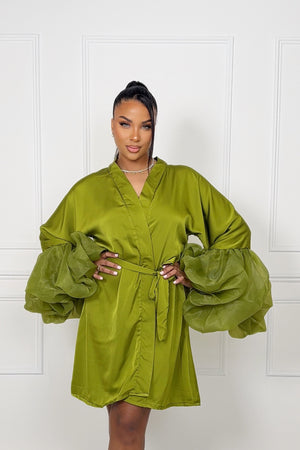 TORIA PREMIUM SATIN ROBE OLIVE