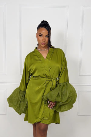 TORIA PREMIUM SATIN ROBE OLIVE