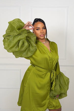 TORIA PREMIUM SATIN ROBE OLIVE