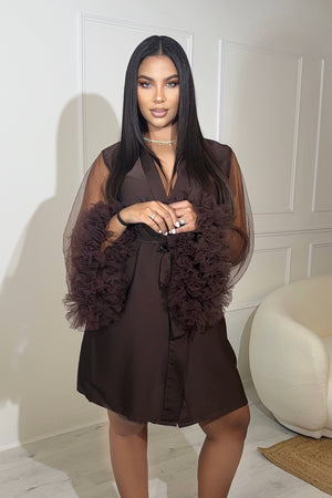 NOVA BRIDESMAID ROBE BROWN