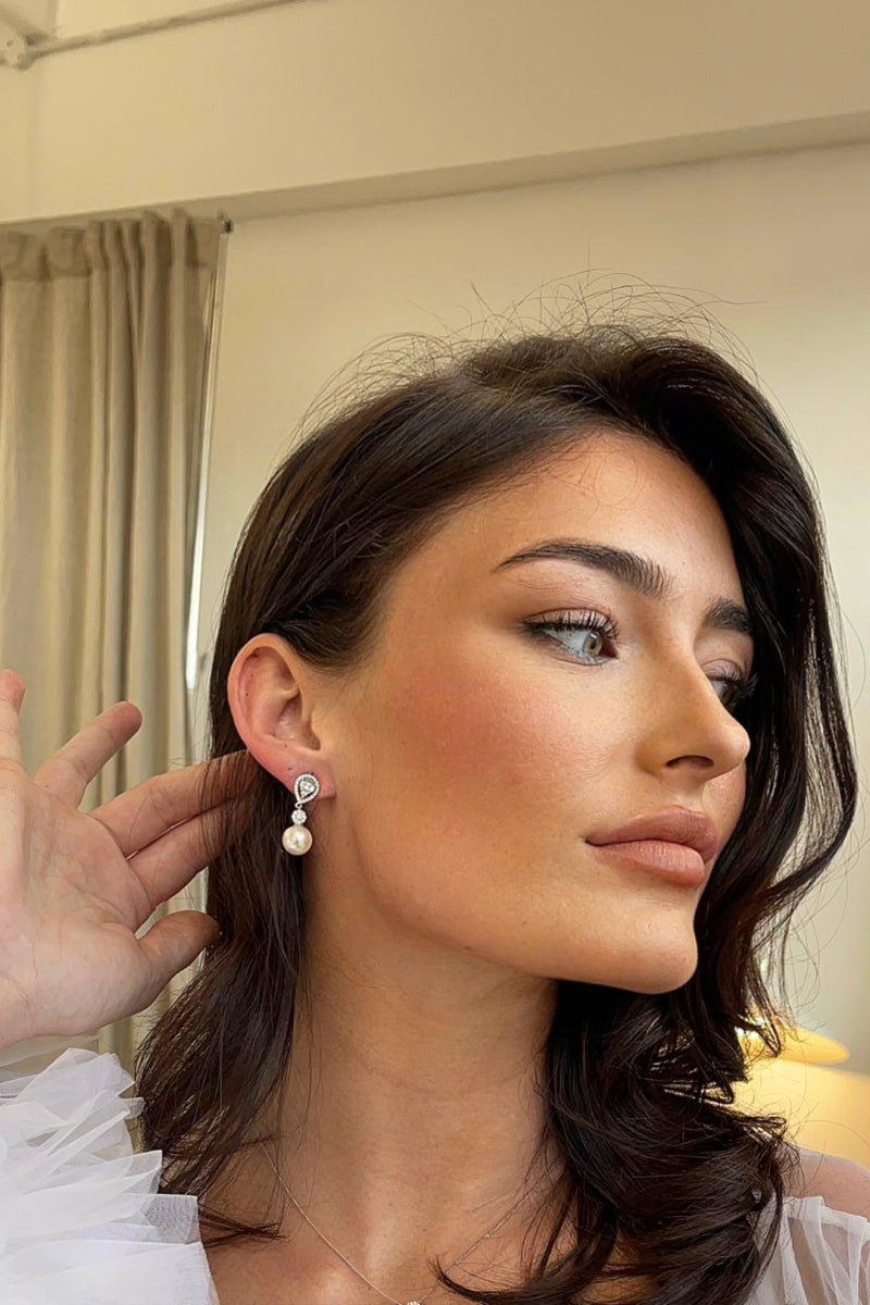 ISLA CRYSTAL PEARL DROP EARRINGS