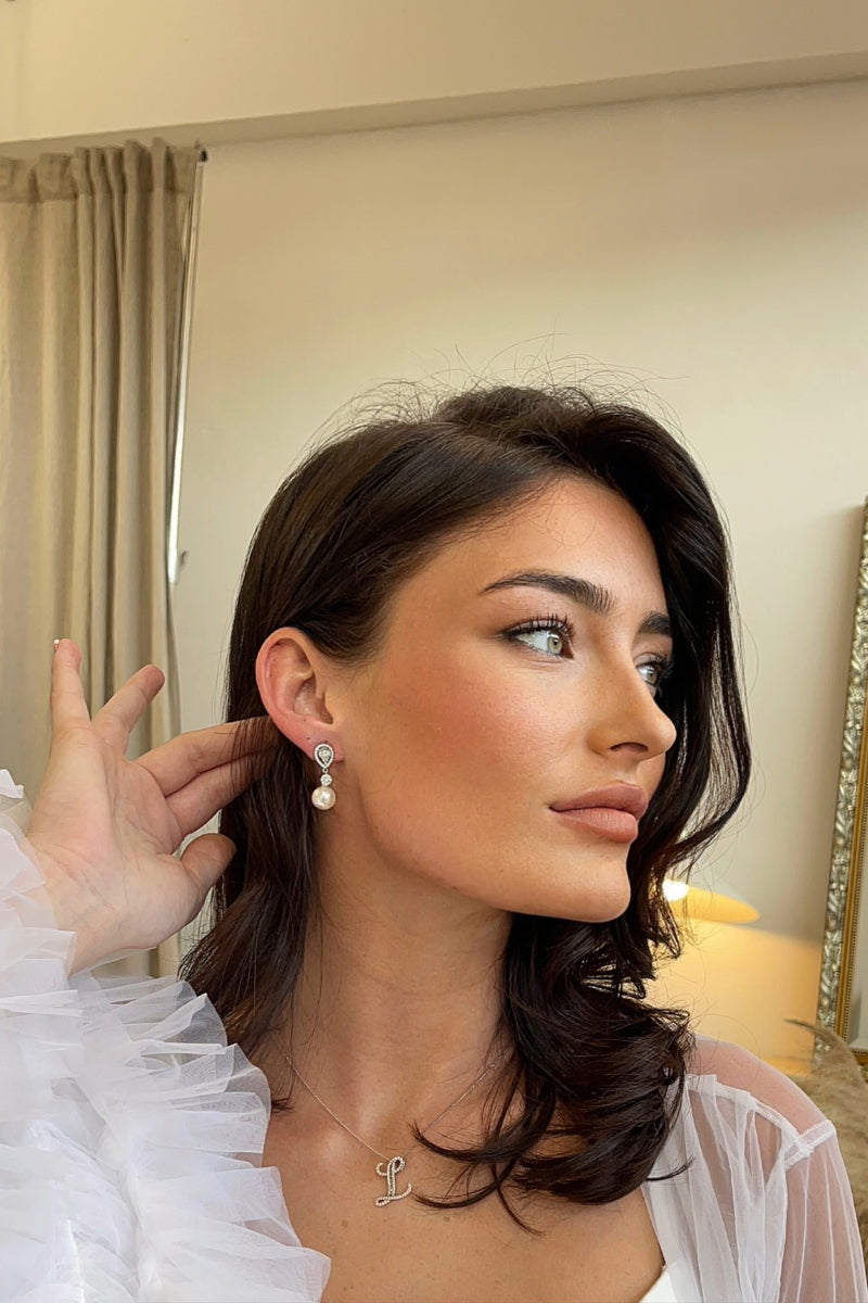 ISLA CRYSTAL PEARL DROP EARRINGS