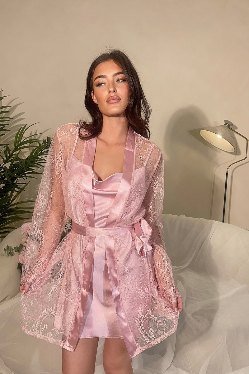 LACE SATIN BRIDESMAID ROBE