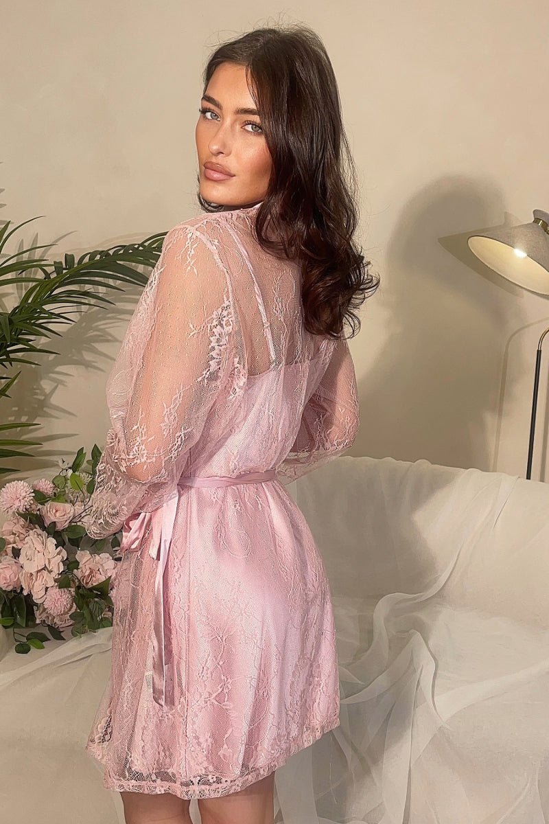 LACE SATIN BRIDESMAID ROBE