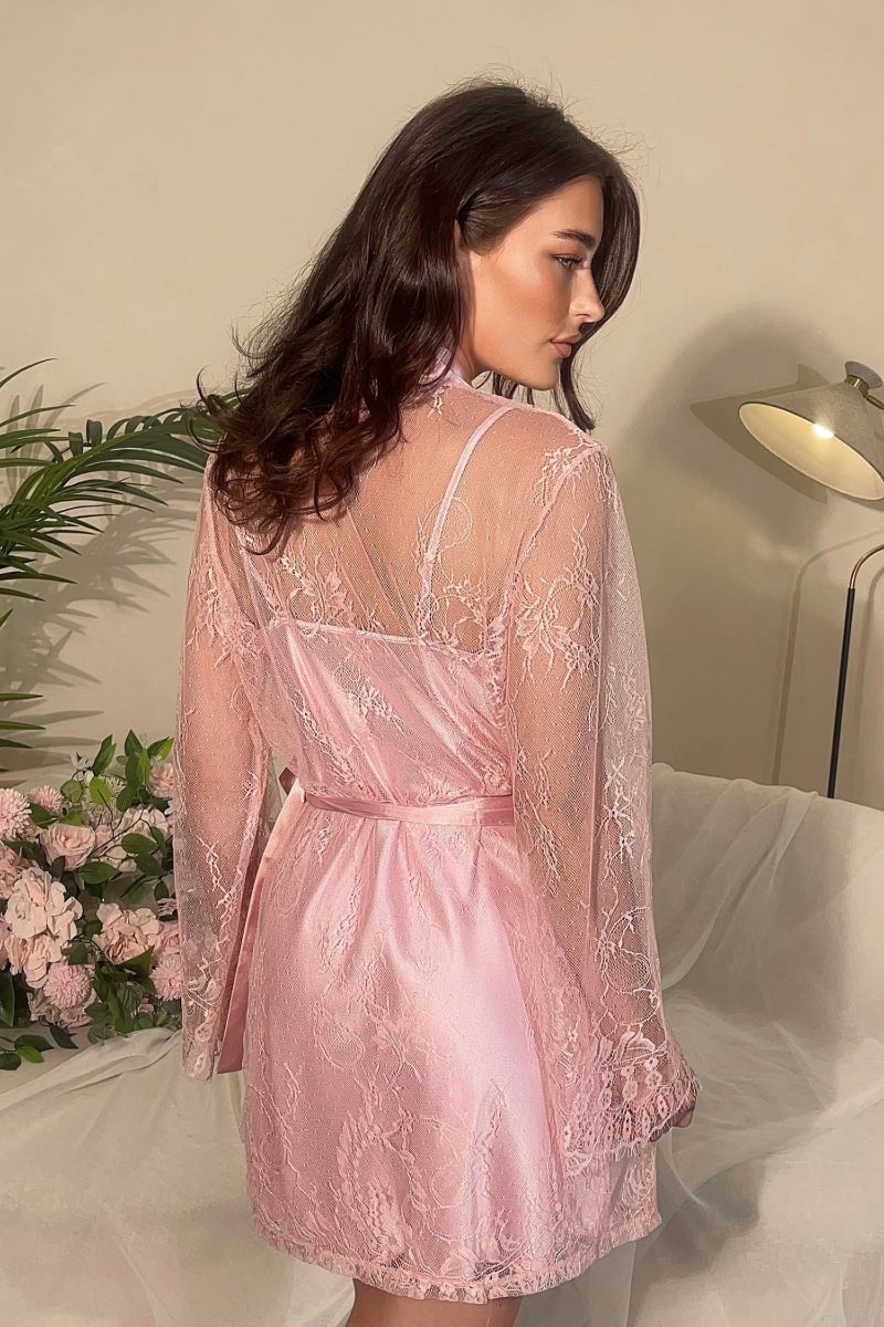 LACE SATIN BRIDESMAID ROBE