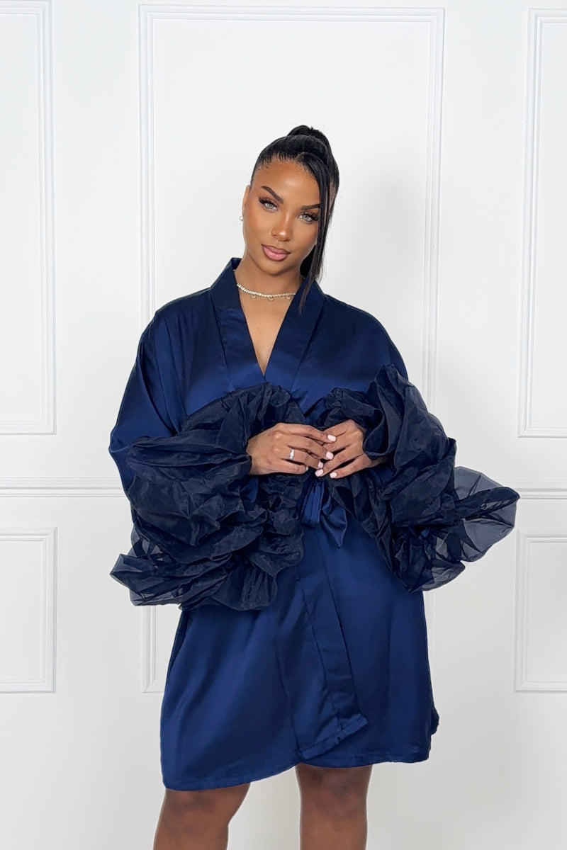 TORIA PREMIUM SATIN ROBE NAVY