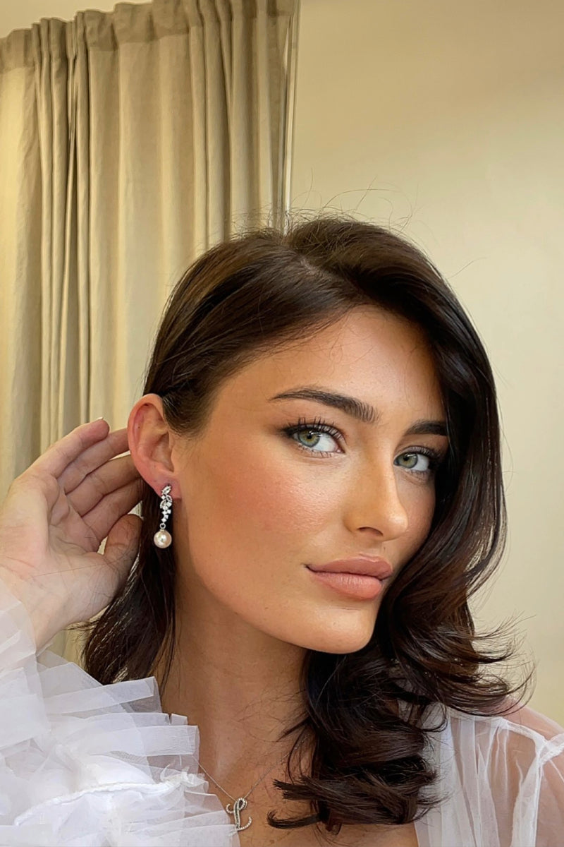 DIANA CRYSTAL PEAL DROP EARRING