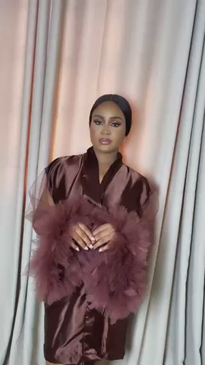NOVA BRIDEMAID ROBE  BROWN